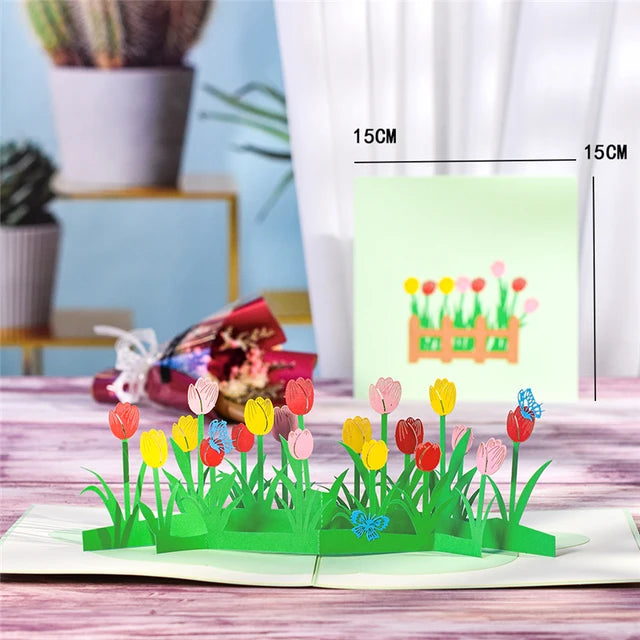 Pop-Up Flower Card Flora 3D Greeting Card Pop Up Card Luxurious Weddings