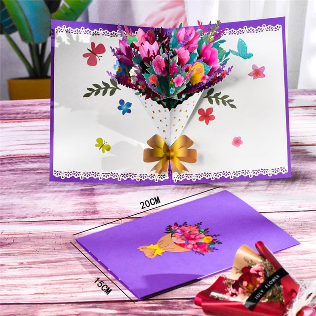 Pop-Up Flower Card Flora 3D Greeting Card Pop Up Card Luxurious Weddings