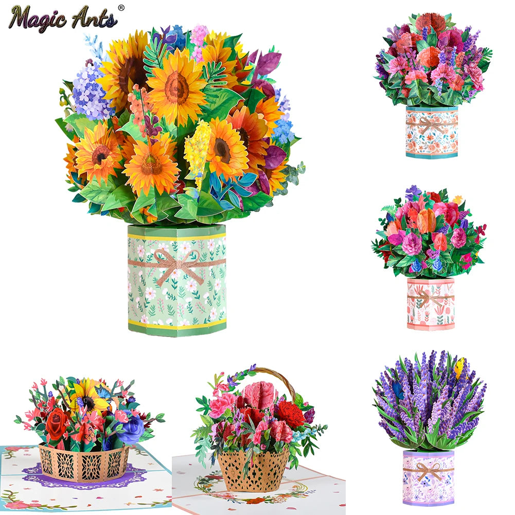 Pop-Up Flower Card Flora 3D Greeting Card Pop Up Card Luxurious Weddings