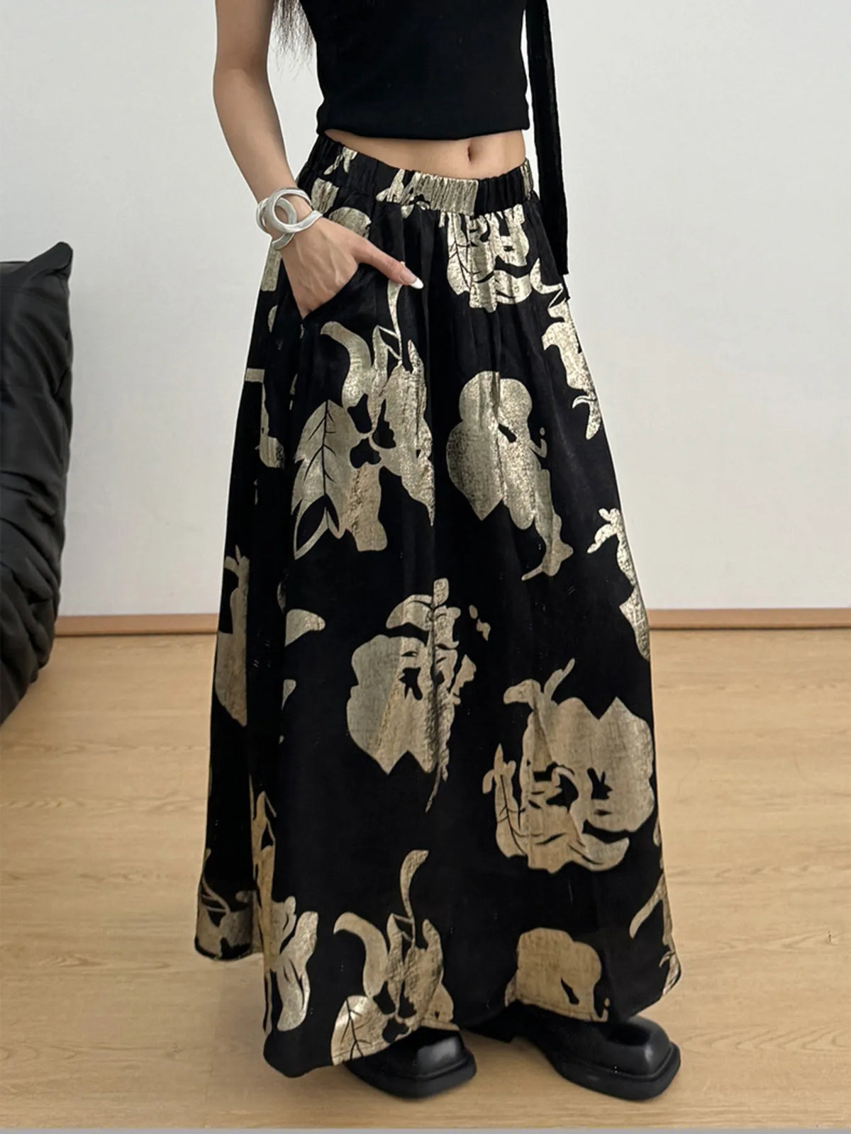 Printed Wide Leg Skirt Luxurious Weddings