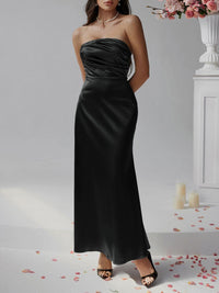 Devine Ruched Tube Maxi Dress satin dress Luxurious Weddings