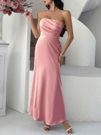 Devine Ruched Tube Maxi Dress satin dress Luxurious Weddings