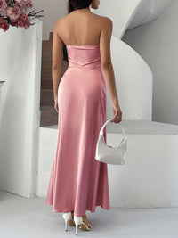 Devine Ruched Tube Maxi Dress satin dress Luxurious Weddings