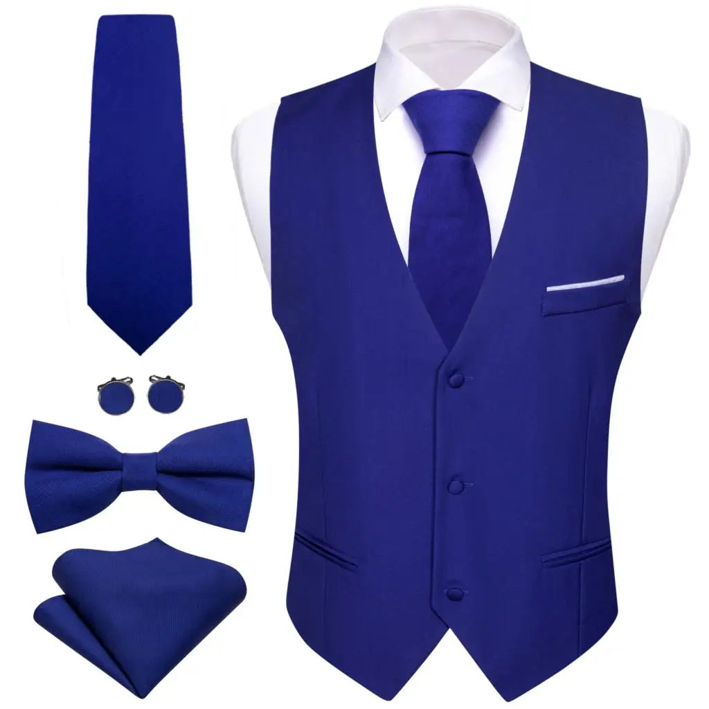 Men's Waistcoats Luxury Silk Soid Vest Set Waistcoats Luxurious Weddings