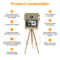 Portable Wooden Photo Booth 15.6 inch DSLR Photo Booth Luxurious Weddings