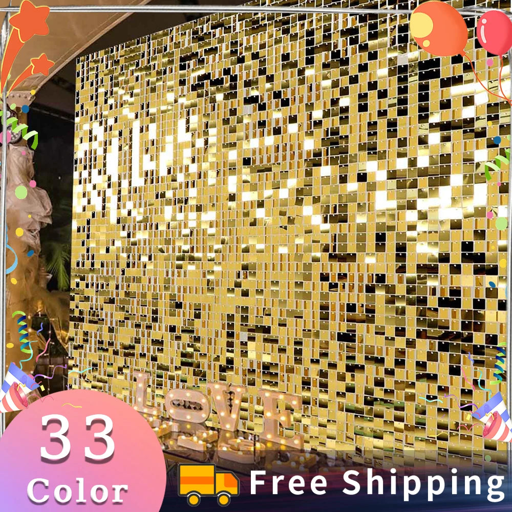 Golden Sequin Panels Backdrops Photography Backgrounds Luxurious Weddings