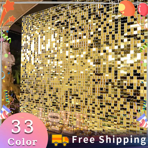 a gold wall with a free shipping sign in front of it