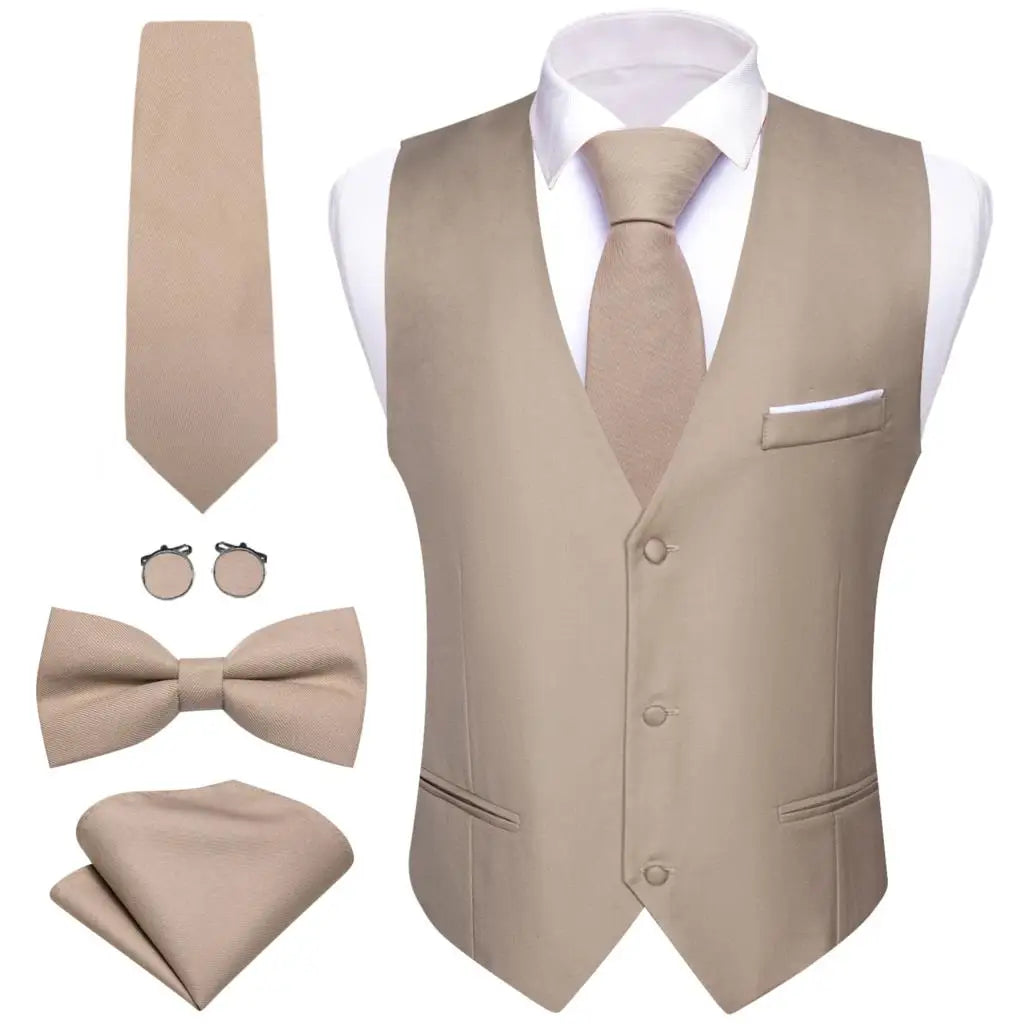 Men's Waistcoats Luxury Silk Soid Vest Set Waistcoats Luxurious Weddings