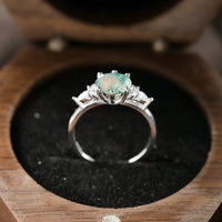 925 Sterling Silver Moss Agate Ring for Women - Round Cut Gemstone Jewelry Luxurious Weddings