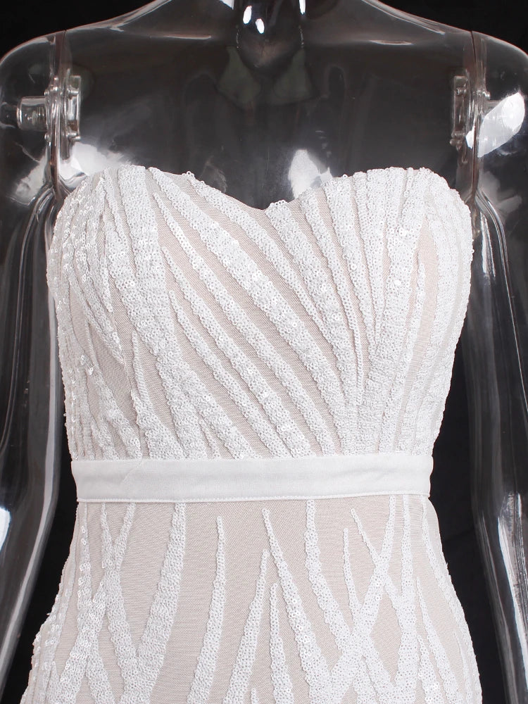 Sparkly White Sequin Mermaid Bridesmaid Dress Bridesmaid Dresses Luxurious Weddings