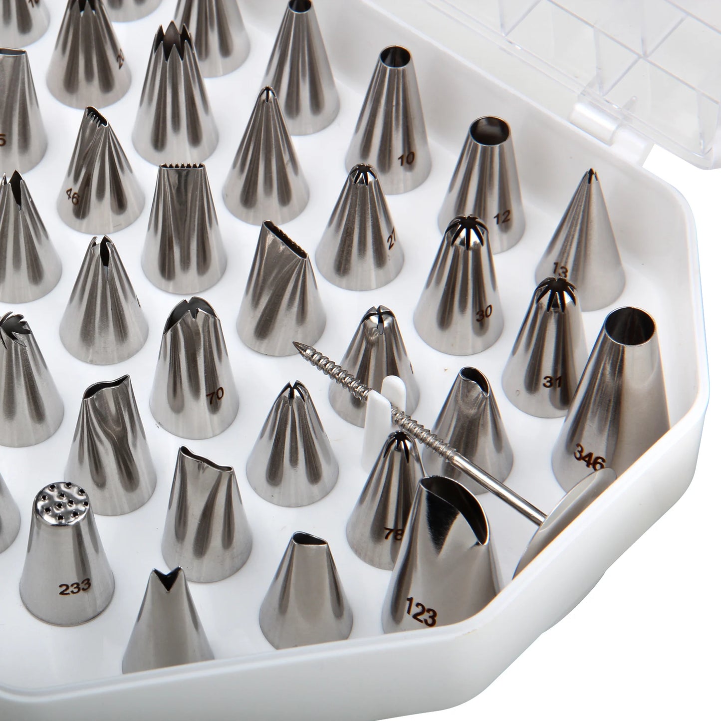 55pcs Stainless Steel Cake Decorating Tips Set Icing Tips Luxurious Weddings