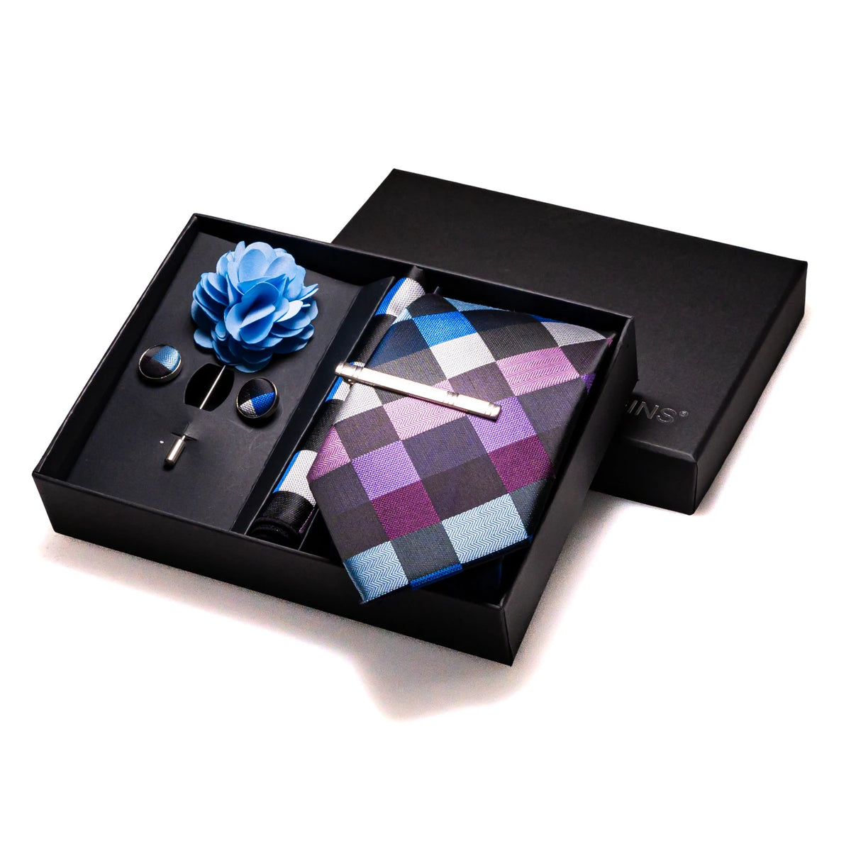 007 - 100% Silk Tie + Cufflinks Set Neckties Luxurious Weddings