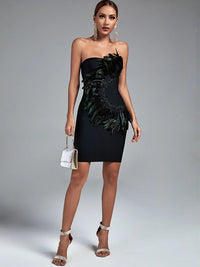 Green Lace Feather Bandage Dress Dress Luxurious Weddings