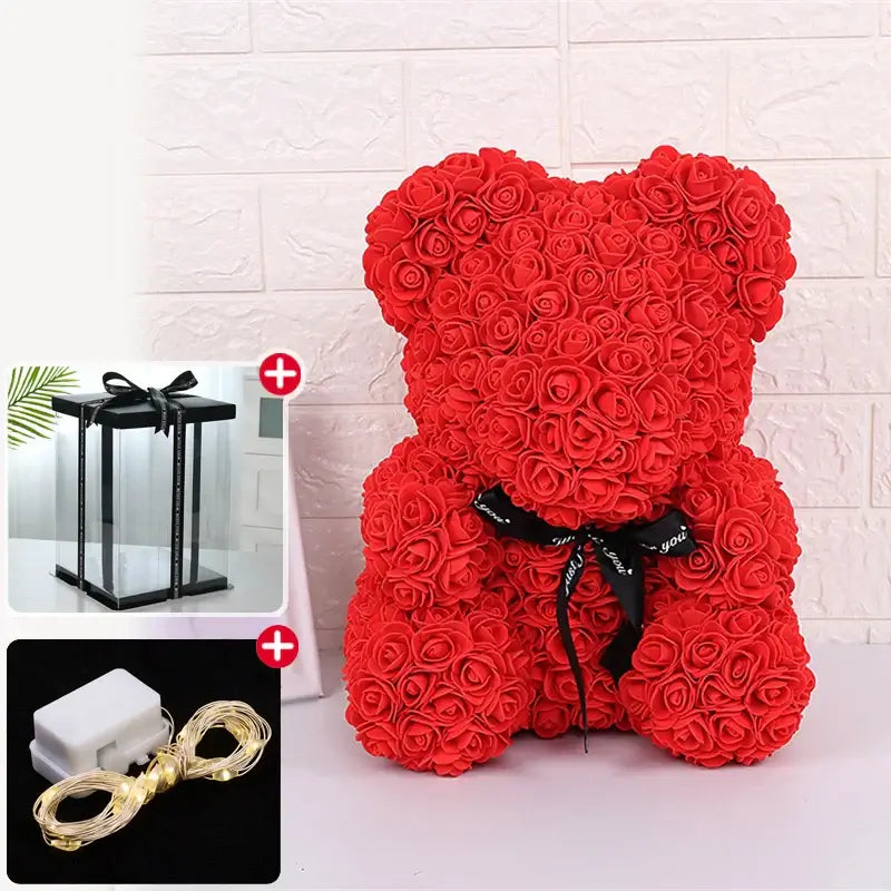 Rose Bear Gift Box with Lights for Valentine's Day Luxurious Weddings