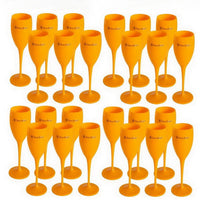 Acrylic Pink Orange Champagne Flutes stemware Luxurious Weddings