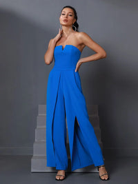 Women's Wide Leg Elegant Blue Jumpsuit Jumpsuit Luxurious Weddings