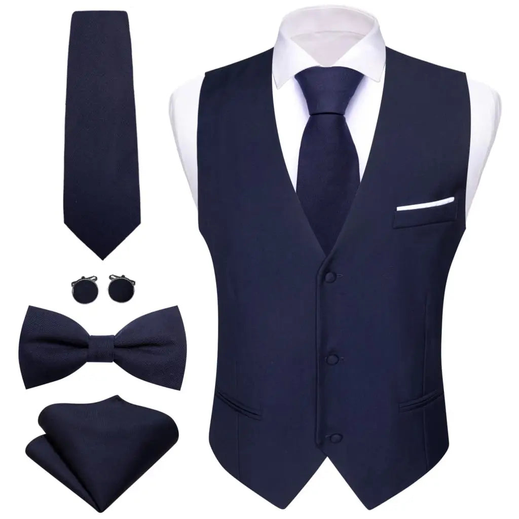 Men's Waistcoats Luxury Silk Soid Vest Set Waistcoats Luxurious Weddings