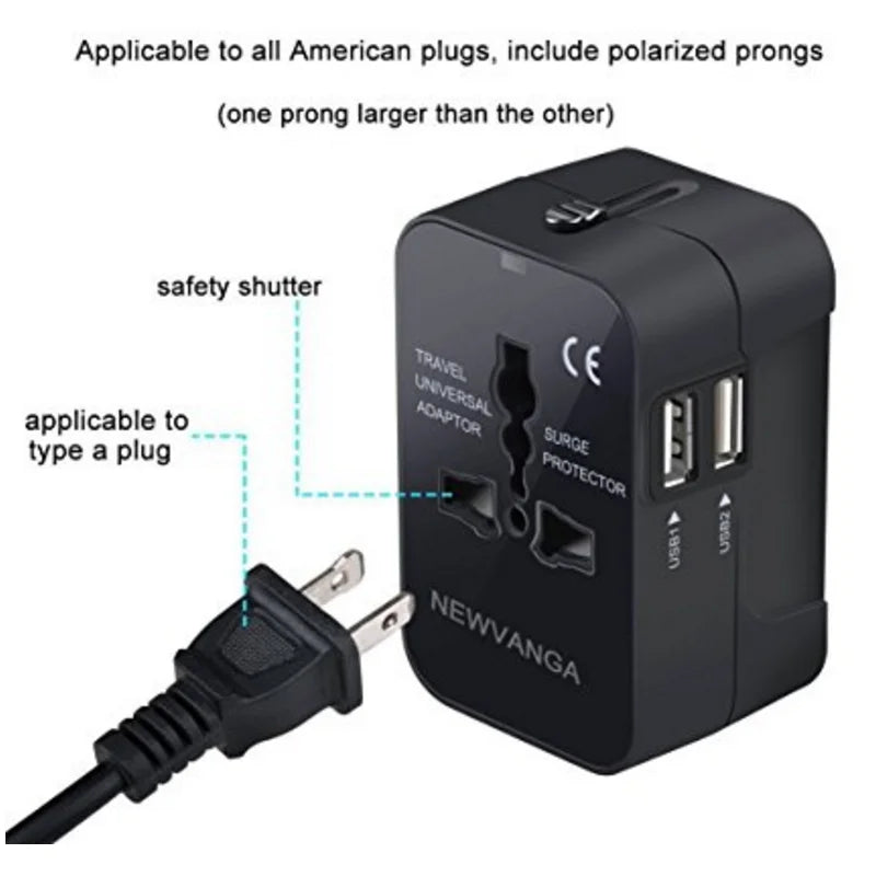 Hot Sale Dual USB Travel Adapter UK to EU Plug Universal Wall Plug Luxurious Weddings