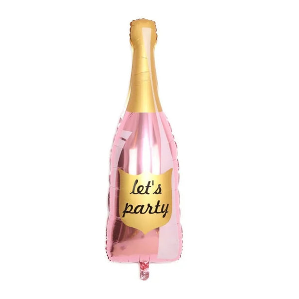 a bottle of champagne with a party sign on it