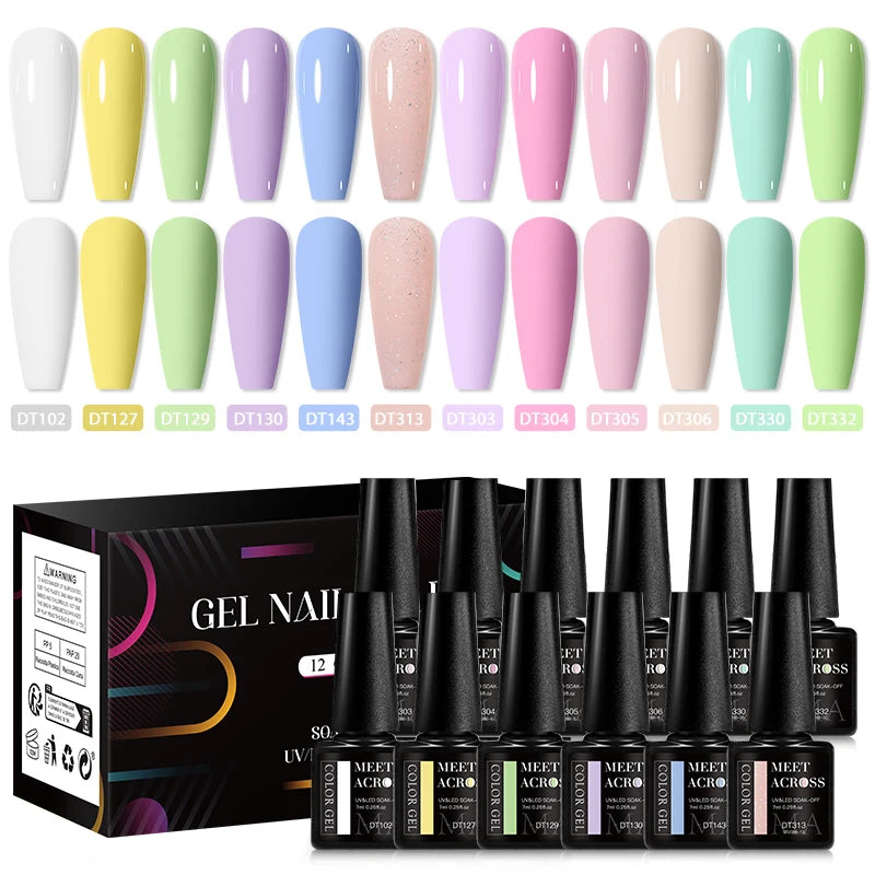 12Pcs Macaron Gel Nail Polish - UV Soak Off Kit nail kits Luxurious Weddings