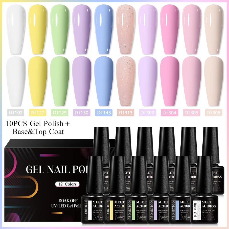 12Pcs Macaron Gel Nail Polish - UV Soak Off Kit nail kits Luxurious Weddings