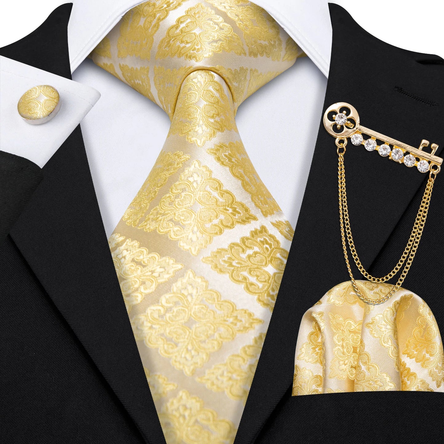 Gold Silk Tie Set Gold Tie set Luxurious Weddings