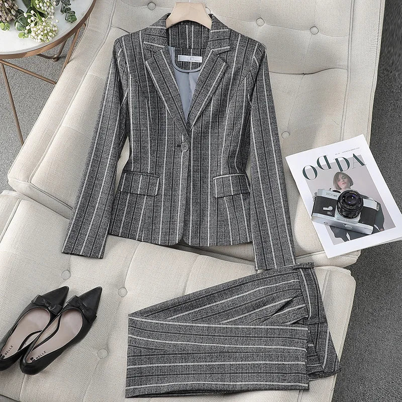 Striped High End Women's Suit Suits Luxurious Weddings