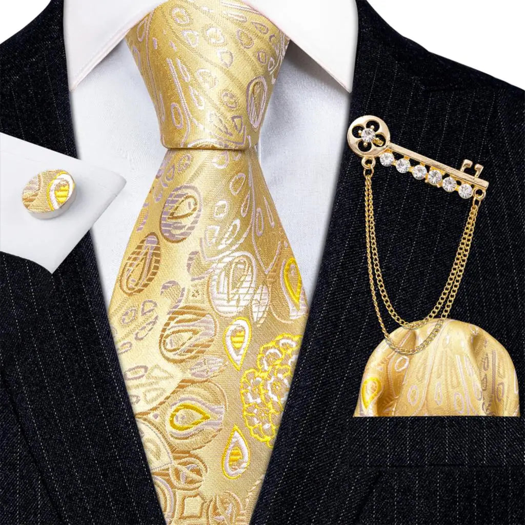 Gold Silk Tie Set Gold Tie set Luxurious Weddings