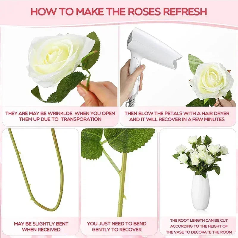 50 Silk Red Roses - Perfect for Weddings, Parties, and Home Decor Centerpieces Luxurious Weddings