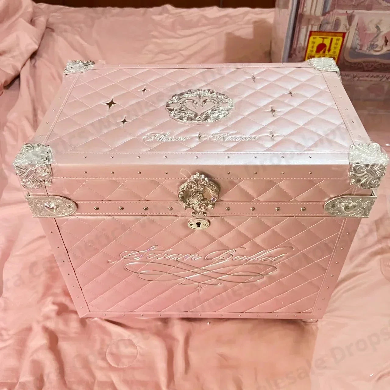 Flower Knows Swan Ballet Pink Antique Makeup Case Makeup Organizer Luxurious Weddings