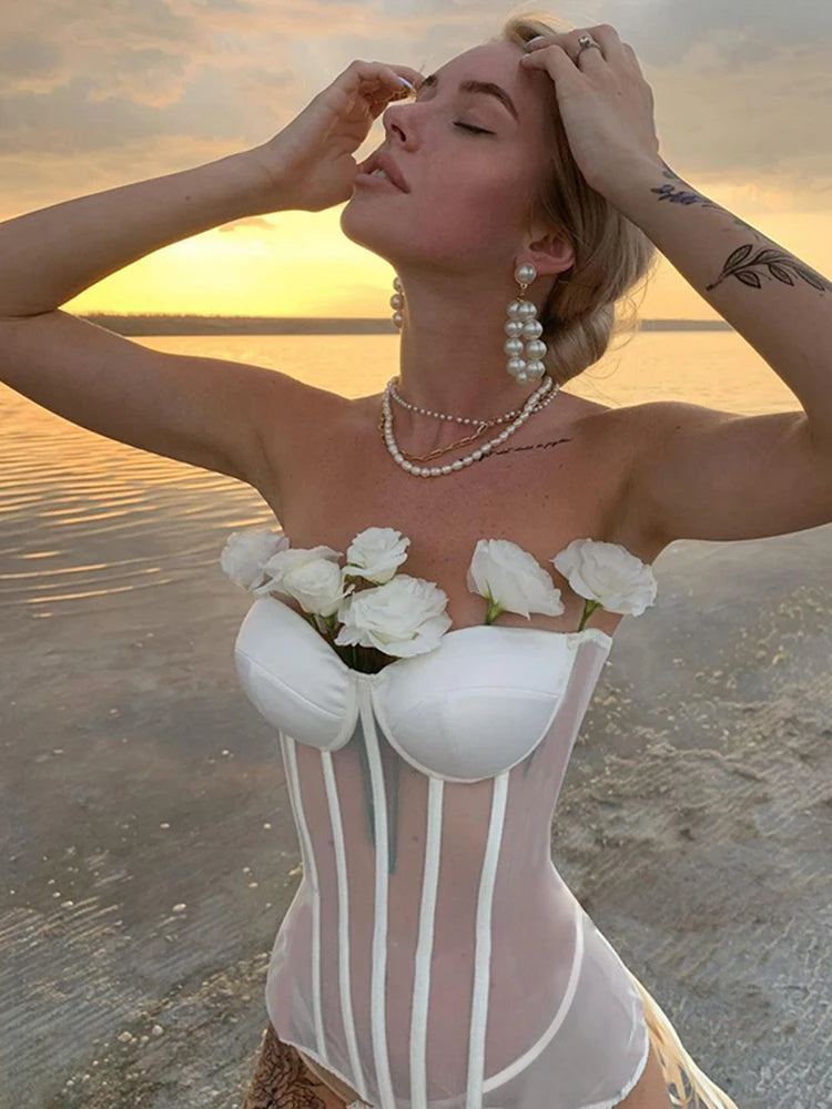 Stunning Women's Mesh Girdle Bra - Summer Slimming & Stylish! basque Luxurious Weddings