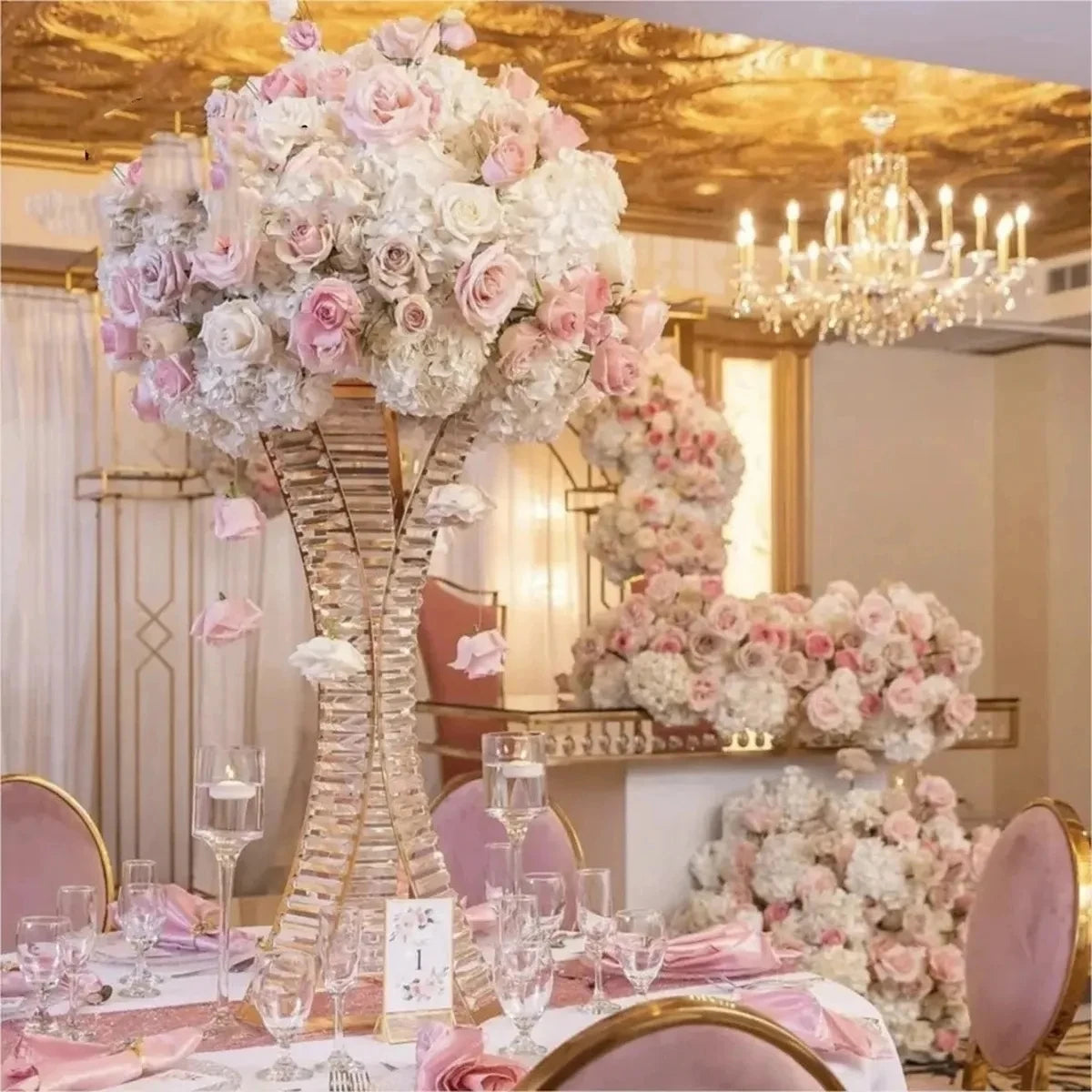Wedding Centerpieces - Customizable Set of 5 Pieces - 80cm Height - Crystal Design Centerpieces Luxurious Weddings