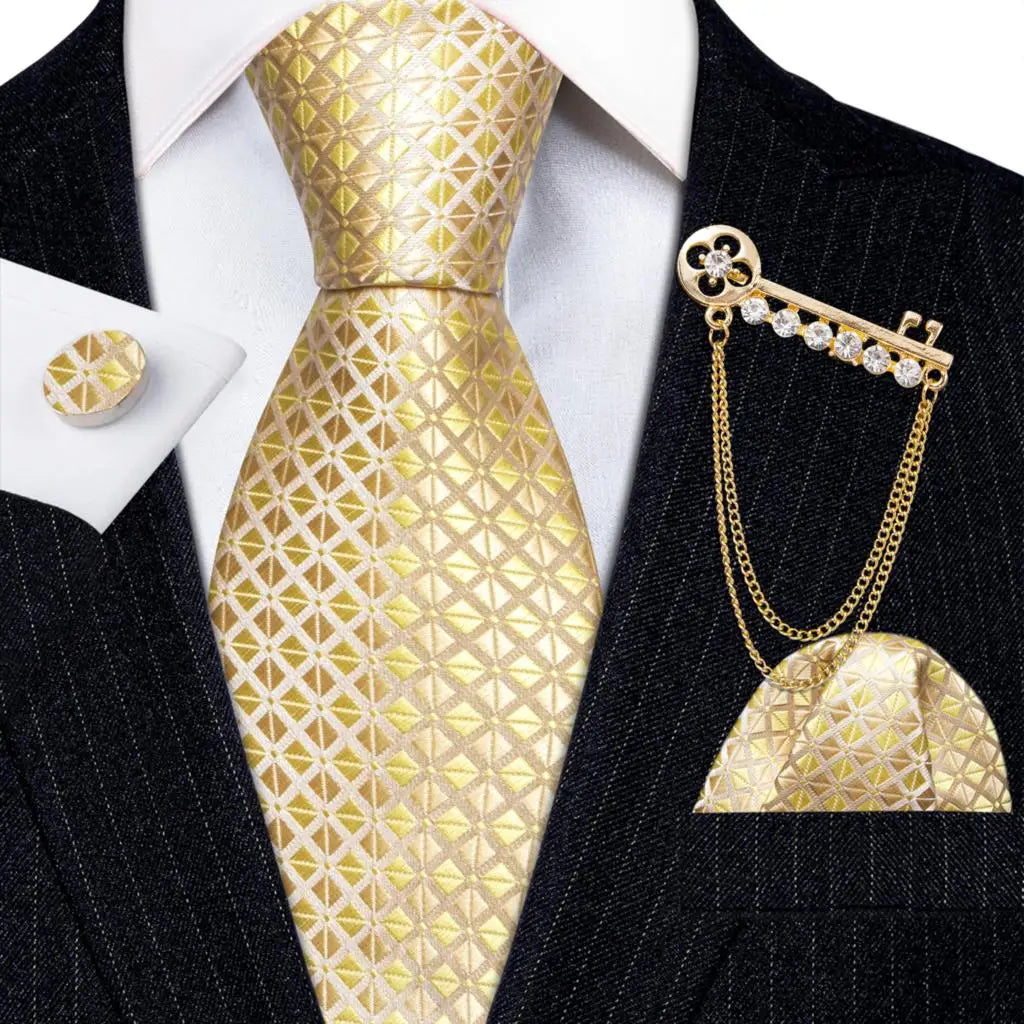 Gold Silk Tie Set Gold Tie set Luxurious Weddings