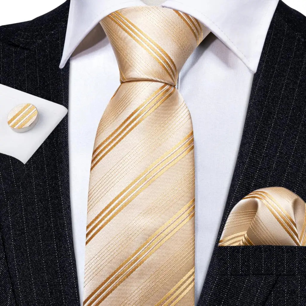 Gold Silk Tie Set Gold Tie set Luxurious Weddings