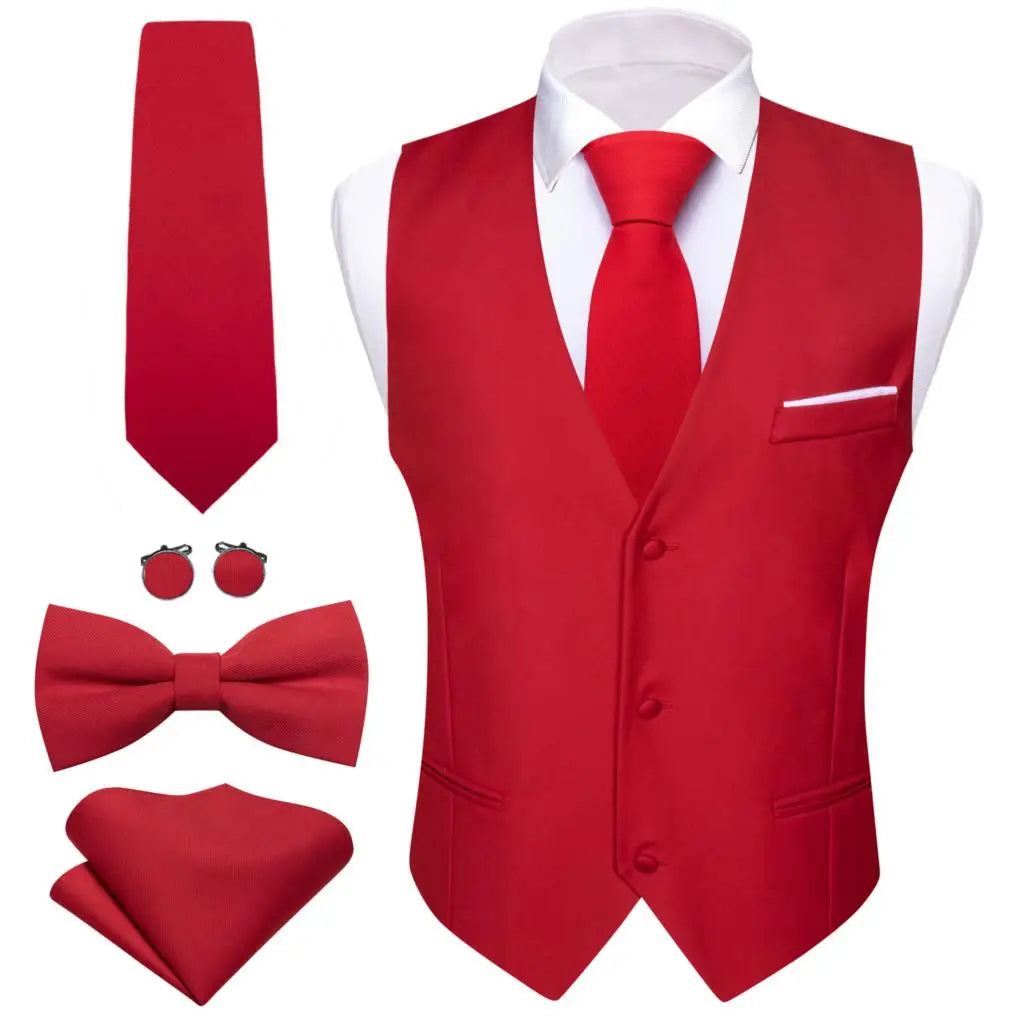 Men's Waistcoats Luxury Silk Soid Vest Set Waistcoats Luxurious Weddings