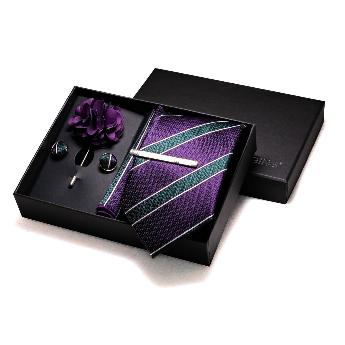 003 - 100% Silk Tie + Cufflinks Set Neckties Luxurious Weddings