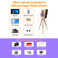 Portable Wooden Photo Booth 15.6 inch DSLR Photo Booth Luxurious Weddings