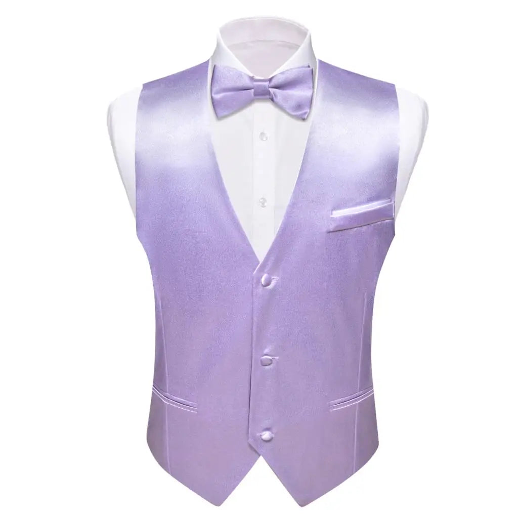 Men's Waistcoats Luxury Silk Soid Vest Set Waistcoats Luxurious Weddings