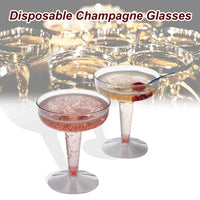 25pc Disposable Clear Plastic Champagne Flutes stemware Luxurious Weddings