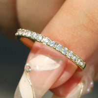 Moissanite Wedding Band 925 Sterling Silver Straight Rings Jewelry Luxurious Weddings