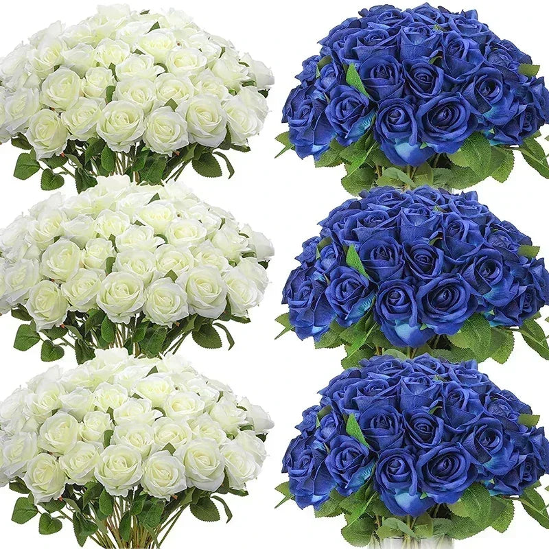 50 Silk Red Roses - Perfect for Weddings, Parties, and Home Decor Centerpieces Luxurious Weddings