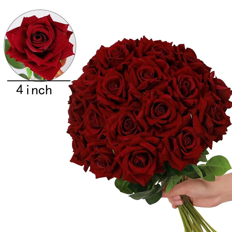 50 Silk Red Roses - Perfect for Weddings, Parties, and Home Decor Centerpieces Luxurious Weddings