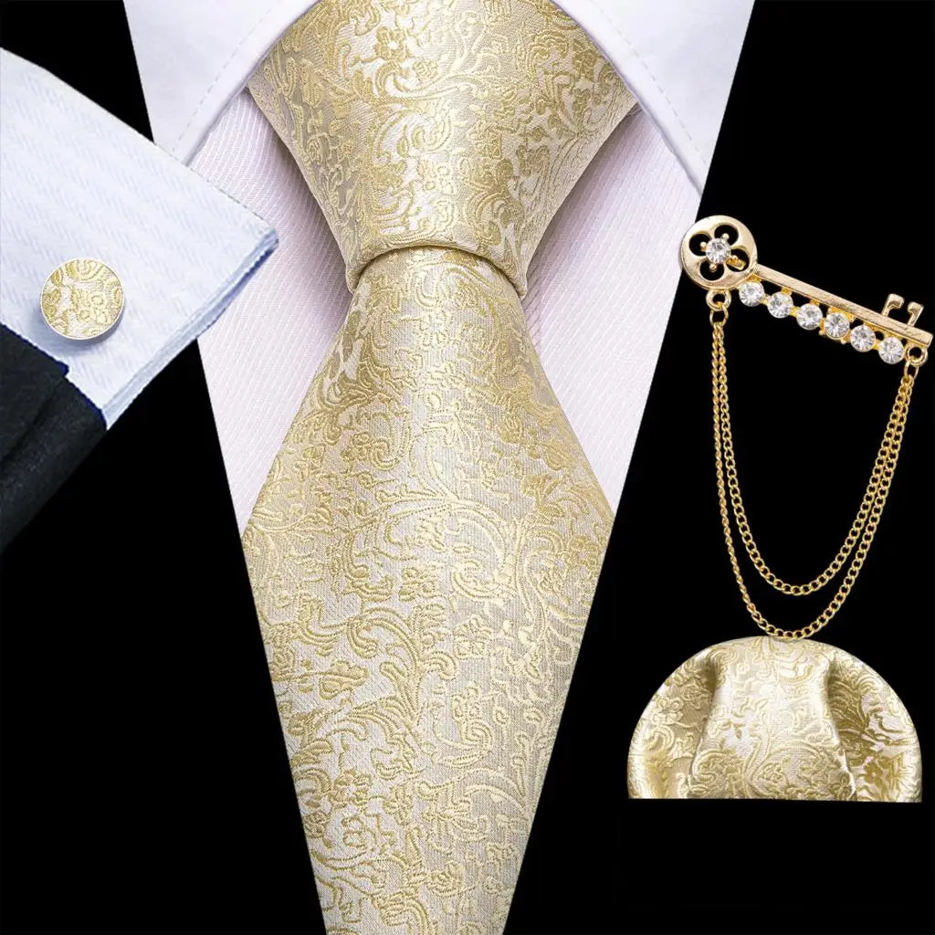 Gold Silk Tie Set Gold Tie set Luxurious Weddings