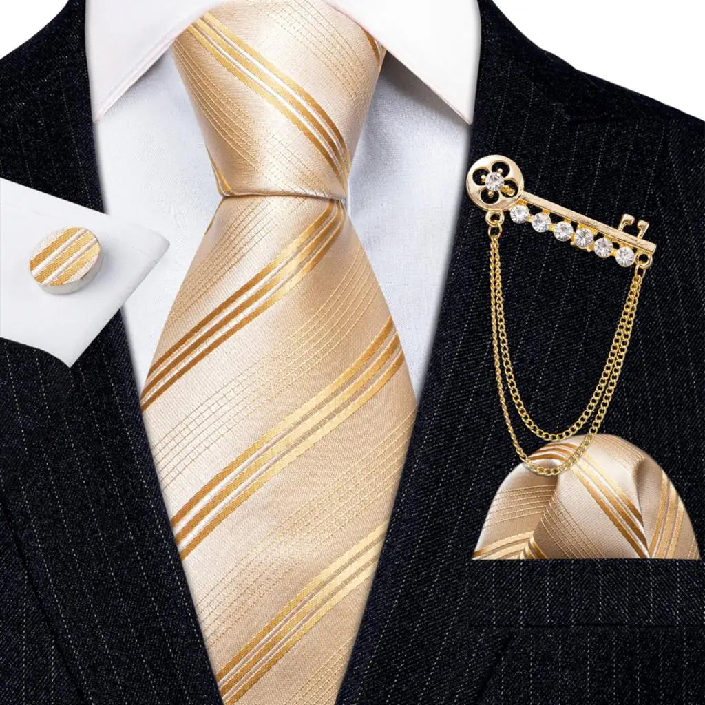 Gold Silk Tie Set Gold Tie set Luxurious Weddings