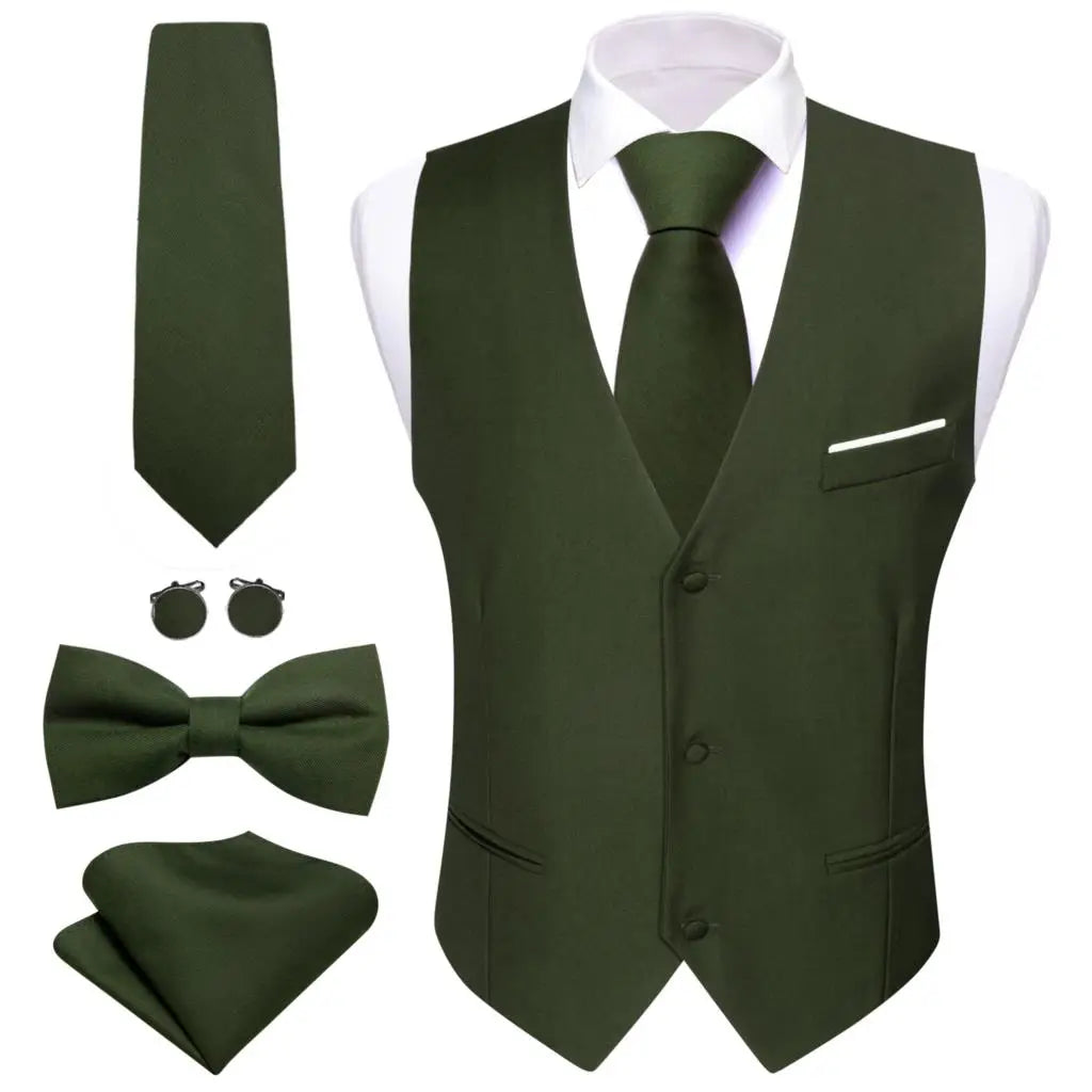 Men's Waistcoats Luxury Silk Soid Vest Set Waistcoats Luxurious Weddings