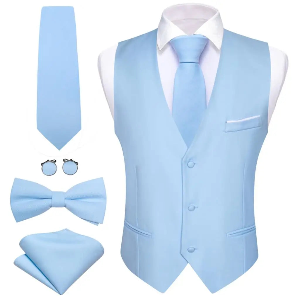 Men's Waistcoats Luxury Silk Soid Vest Set Waistcoats Luxurious Weddings