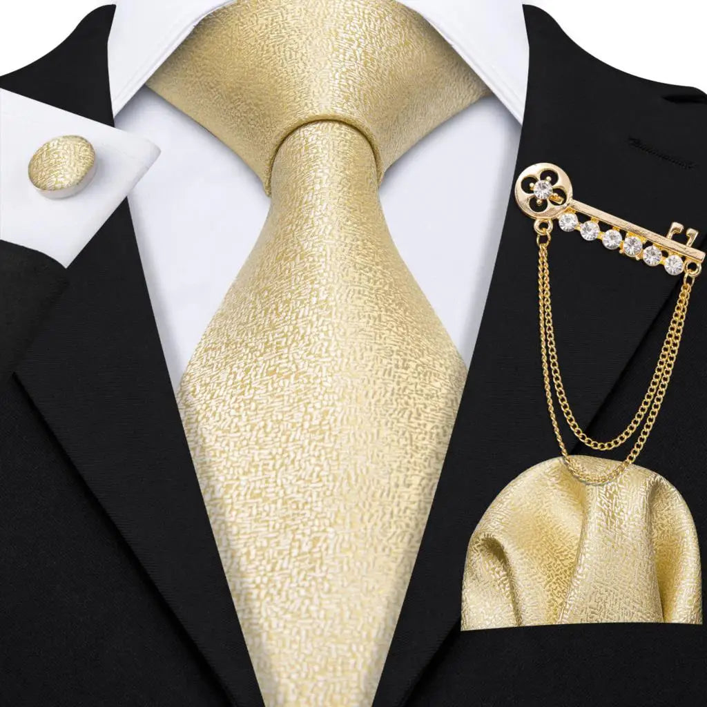 Gold Silk Tie Set Gold Tie set Luxurious Weddings