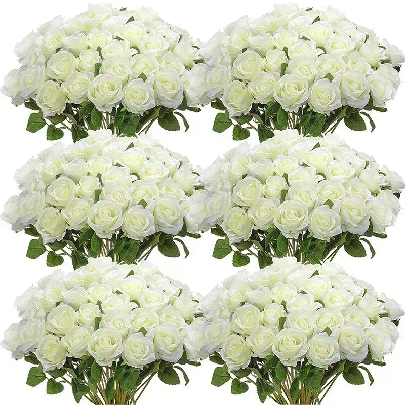 50 Silk Red Roses - Perfect for Weddings, Parties, and Home Decor Centerpieces Luxurious Weddings