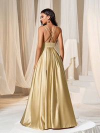 Solid Satin Maxi Cami Bridesmaid Dress Bridesmaid Dresses Luxurious Weddings