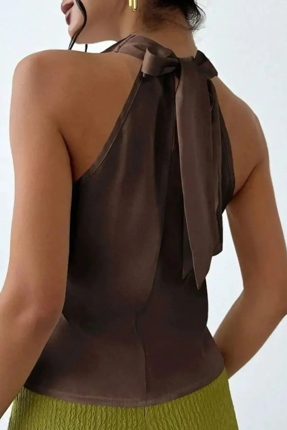Satin Cowl Neck Sleeveless Blouse Women's Tops Luxurious Weddings
